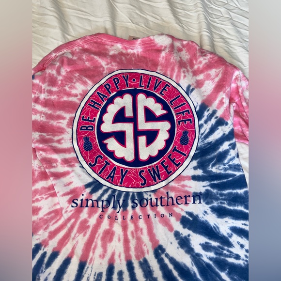Simply Southern Size Medium Tie Dye Long Sleeve Preppy Sorority Turtle Vacation - Picture 3 of 8